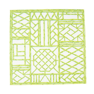 Caspari Bamboo Screen Moss Green Paper Linen Cocktail Napkins - 15 Per Package 17881CG