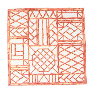 Caspari Bamboo Screen Coral Paper Linen Dinner Napkins - 12 Per Package 17882DG