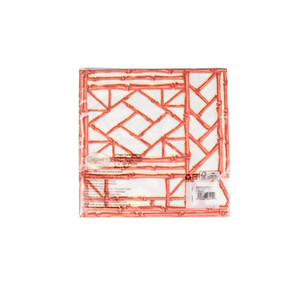 Caspari Bamboo Screen Coral Paper Linen Dinner Napkins - 12 Per Package 17882DG