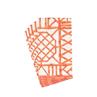 Caspari Bamboo Screen Coral Paper Linen Guest Towel Napkins - 12 Per Package 17882GG