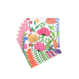 Caspari Cottage Floral Cocktail Napkins - 20 Per Package 17920C