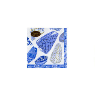 Caspari Coquillage Blue Boxed Cocktail Napkins - 40 Per Box 17931B