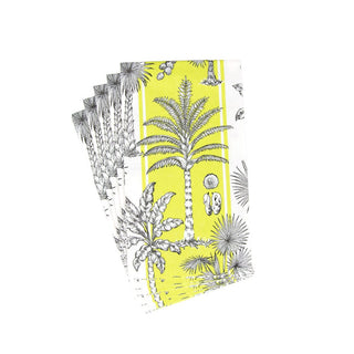 Caspari Southern Palms Green & White Guest Towel Napkins - 15 Per Package 17951G