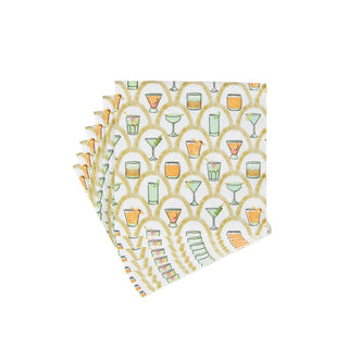 Caspari Deco Cocktails Boxed Cocktail Napkins - 40 Per Box 18030B