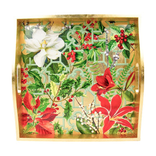 Caspari Christmas Garden Lacquer Trays - 1 Each 18070LQSQR
