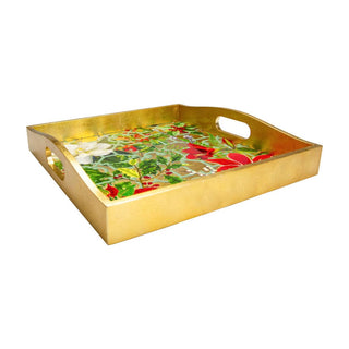 Caspari Christmas Garden Lacquer Trays - 1 Each 18070LQSQR