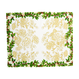 Caspari Holly Ceramic Ivory & Gold Guest Towel Napkins - 15 Per Package 18090G