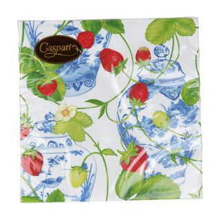 Caspari Strawberries And Cream Luncheon Napkins - 20 Per Package 18400L
