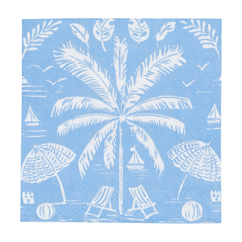 Caspari Semis De Fleurs Paper Cocktail Napkins In Blue - 20 Per Package Online Sale | Home & Garden