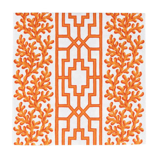 Caspari Coral And Trellis Coral Luncheon Napkins - 20 Per Package 18470L