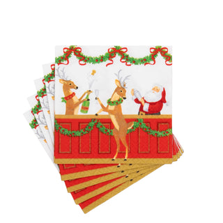 Caspari Santa's Bar Cocktail Napkins - includes 20 Cocktail Napkins 18590C
