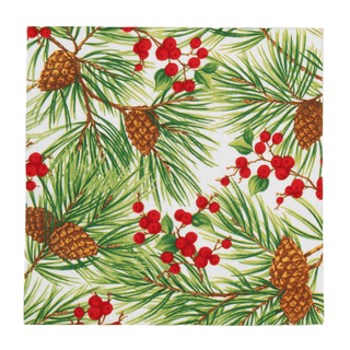 Evergreen And Berries White Luncheon Napkins - includes 20 Luncheon Napkins