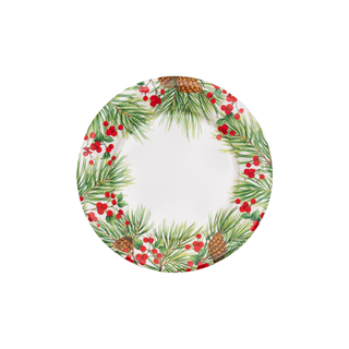 Evergreen And Berries White Paper Salad & Dessert Plates - includes 8 Paper Salad & Dessert Plates
