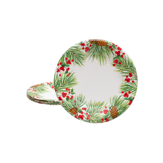Evergreen And Berries White Paper Salad & Dessert Plates - includes 8 Paper Salad & Dessert Plates