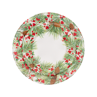 Evergreen And Berries White Paper Salad & Dessert Plates - includes 8 Paper Salad & Dessert Plates