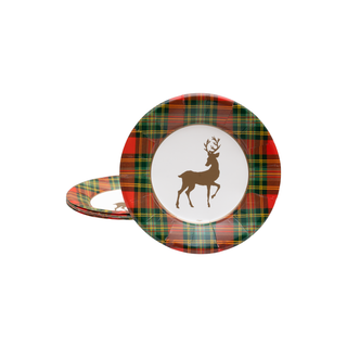 Reindeer Tartan Red Paper Salad & Dessert Plates - includes 8 Paper Salad & Dessert Plates