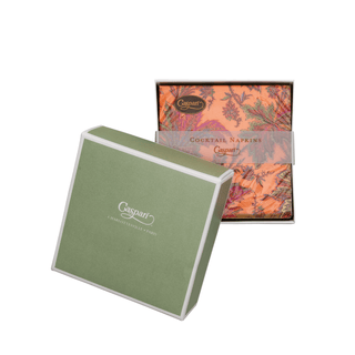 Caspari Paisley Leaves Coral Boxed Cocktail Napkins - includes 12 Boxed Cocktail Napkins 18761B