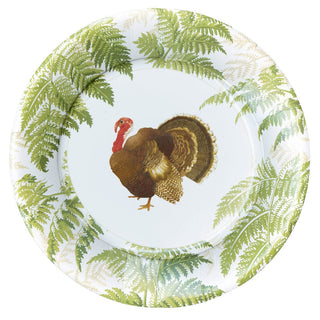 Caspari Turkey Among Ferns Paper Dinner Plates - includes 8 Paper Dinner Plates 18770DP
