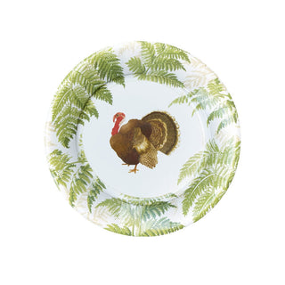 Caspari Turkey Among Ferns Paper Salad & Dessert Plates - includes 8 Paper Salad & Dessert Plates 18770SP