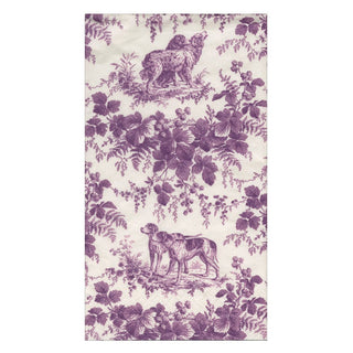 Caspari Hunting Toile Aubergine Guest Towels - includes 15 Guest Towels 18782G