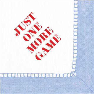 Caspari Linen Border Paper Cocktail Napkins in Light Blue - Just One More Game 21111