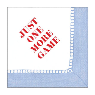 Caspari Linen Border Paper Cocktail Napkins in Light Blue - Just One More Game 21111