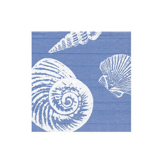 Caspari Shells Ocean Blue Cocktail Napkin - package of 20 3491C