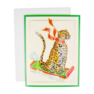 Caspari Sledding Leopard Cmas D Size 15 In 88307