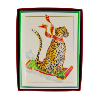 Caspari Sledding Leopard Cmas D Size 15 In 88307