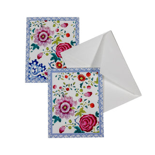 Caspari Floral Porcelain Assorted Boxed Note Cards - 10 Note Cards & 10 Envelopes 93606.46A
