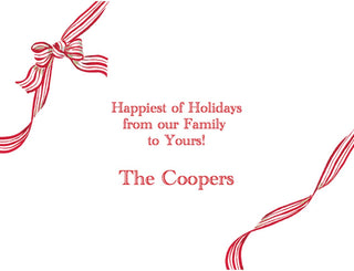 Personalization by Caspari Personalized Striped Ribbon Holiday Photo Cards - Landscape 93961PG
