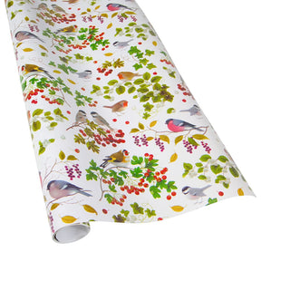 Caspari Winter Birds White Gift Wrap - One 30" x 8' Roll 95531RC