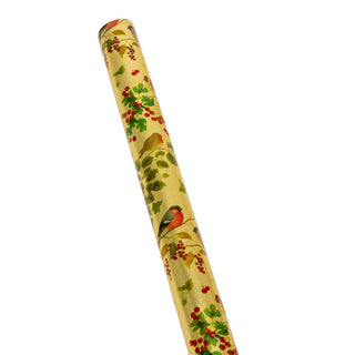 Caspari Winter Birds Gold Embossed Foil Gift Wrap - One 30" x 6' Roll 95532RCF