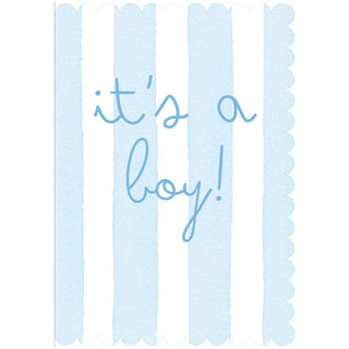 Caspari It's a Boy Stripe Baby Shower Die Cut Greeting Card - 1 card with envelope 95569.29