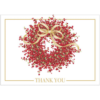 Caspari Pepperberry Foil Thank You Notes Boxed 8 In-Foil 95673.44B