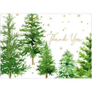 Caspari White Christmas Foil Thank You Notes Boxed 8 In-Foil 95674.44B