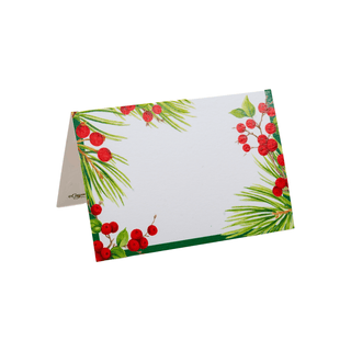 Evergreen & Berries White Place Cards - 8 count
