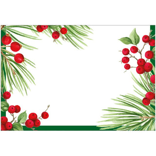 Caspari Evergreen & Berries White Place Cards - includes 10 Place Cards 95912P