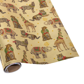 Caspari Wild Christmas Gold Embossed Foil  Gift Wrap - One 30" x 6' Roll 9595RCF