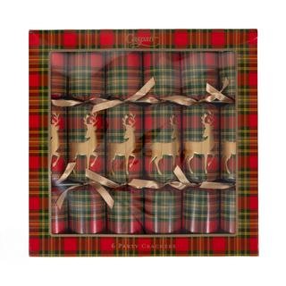 Reindeer Tartan Celebration Crackers - includes 6 Celebration Crackers
