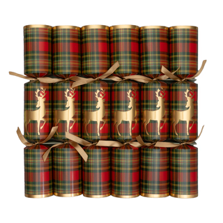 Reindeer Tartan Celebration Crackers - includes 6 Celebration Crackers