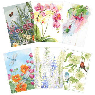 Caspari Floral Blank - Set Of Six Greeting Cards And Envelopes BLANK-FLORAL