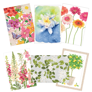Caspari Botanical Blank - Set Of Six Greeting Cards And Envelopes BLANKBOTANICAL