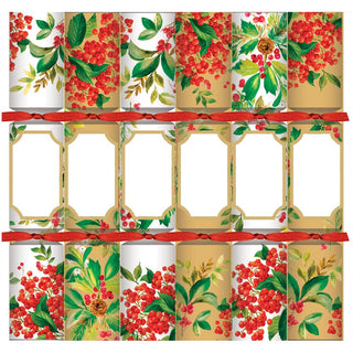 Caspari Holly Chintz Christmas Crackers-12 Inch Long/6In CK164.12