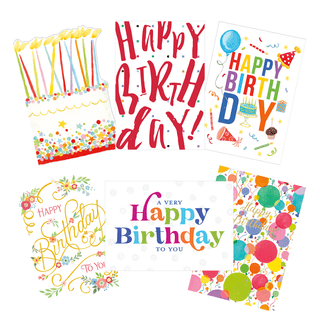 Caspari Classic Birthday - Set Of Six Greeting Cards And Envelopes CLASSICBIRTHDAY