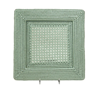 Caspari Rattan Square Charger Plate in Green - 1 Charger Plate HDP01GR