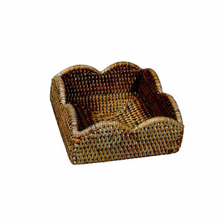 Caspari Rattan Scalloped Luncheon Napkin Holders in Natural - 1 Napkin Holder HL101