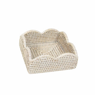 Caspari Rattan Scalloped Luncheon Napkin Holders in Cream - 1 Napkin Holder HL103