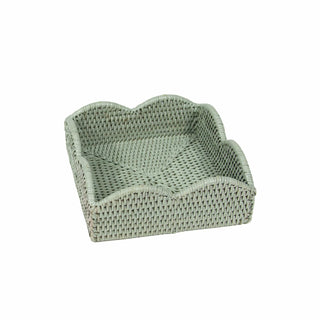 Caspari Rattan Scalloped Luncheon Napkin Holders in Green - 1 Napkin Holder HL104