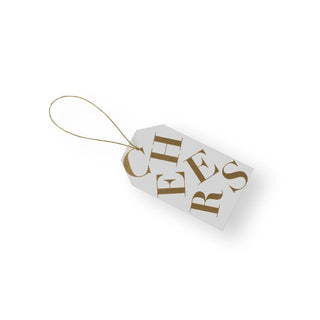 Caspari Tossed Cheers Classic Gift Tags in White & Gold Foil - 2 Per Package HT052